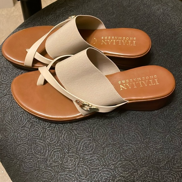 Italian Shoemakers Shoes - Italian shoemakers sandals leather soles made in Italy 2 inch wedges